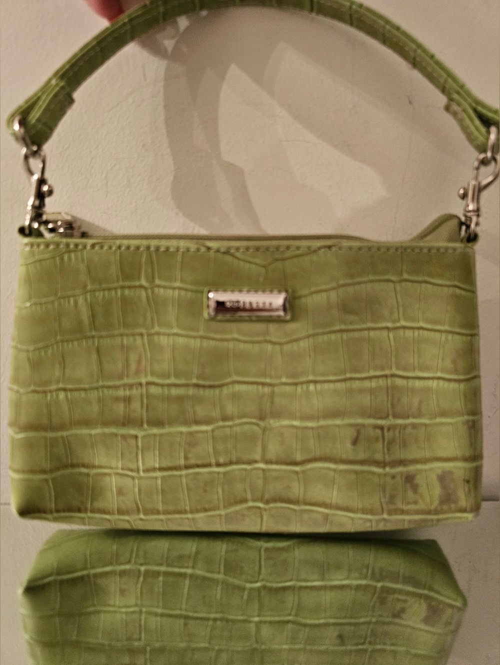Rosetti Light Green Croc-Embossed Mini Wristlet